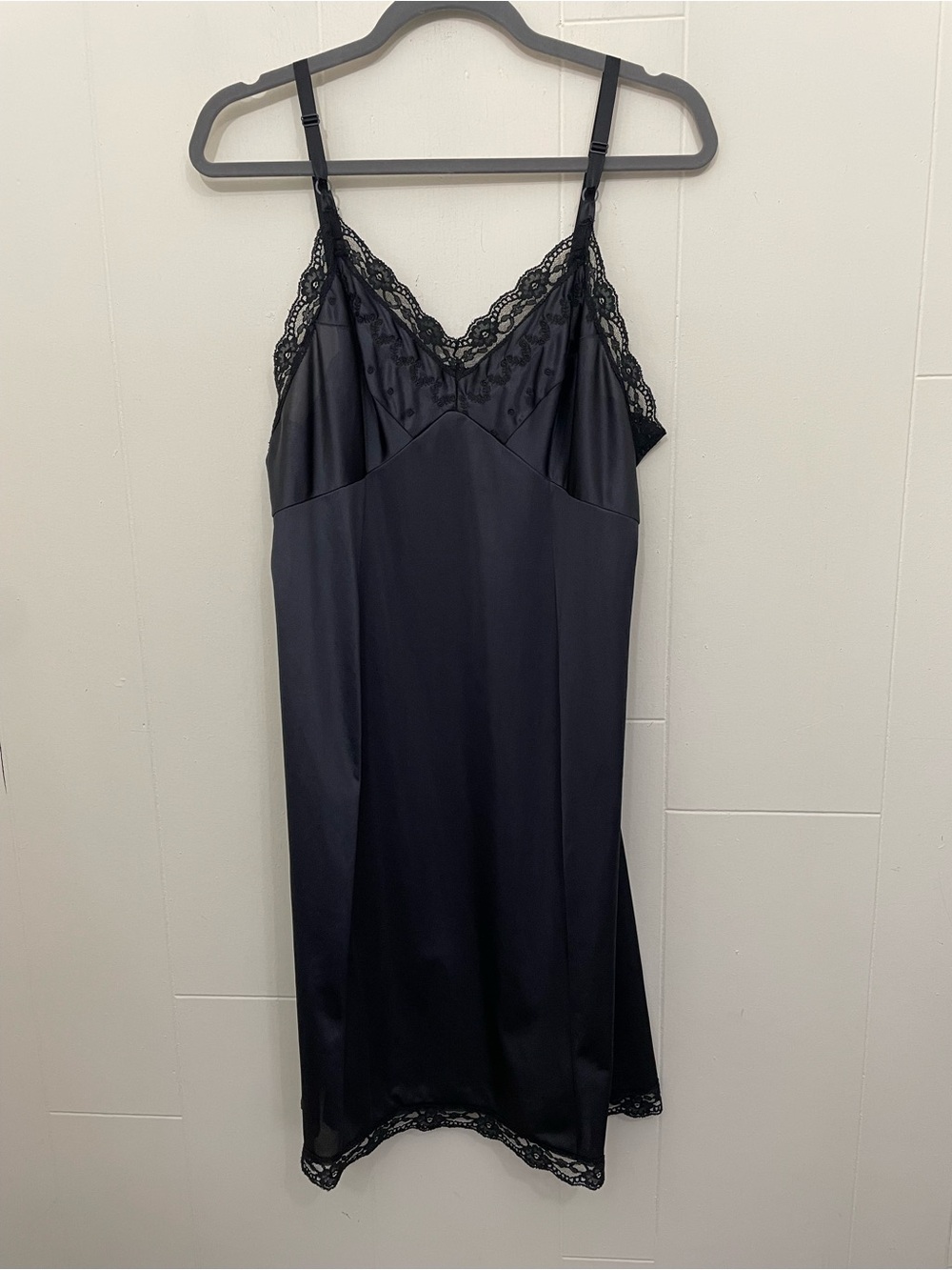 Sears Vintage Lace Slip Dress Size 38 Black Babydoll Elegant Whimsygoth Romantic